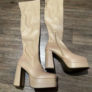 Thigh High Cream Boots